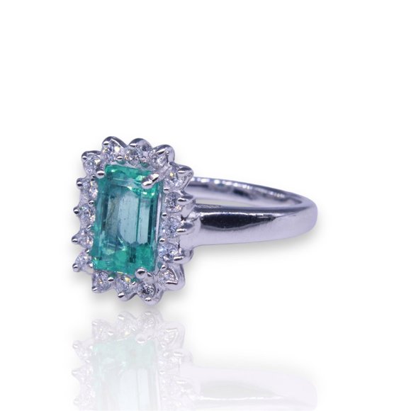 New Colombian Emerald Engagement Ring (1,65 carats with 18K white gold - Picture 4 of 9